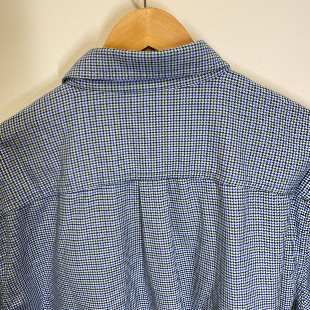 L.L. Bean Button Down Shirt Mens XL-Tall Blue Houndstooth Excellent Long Sleeve - Picture 7 of 10